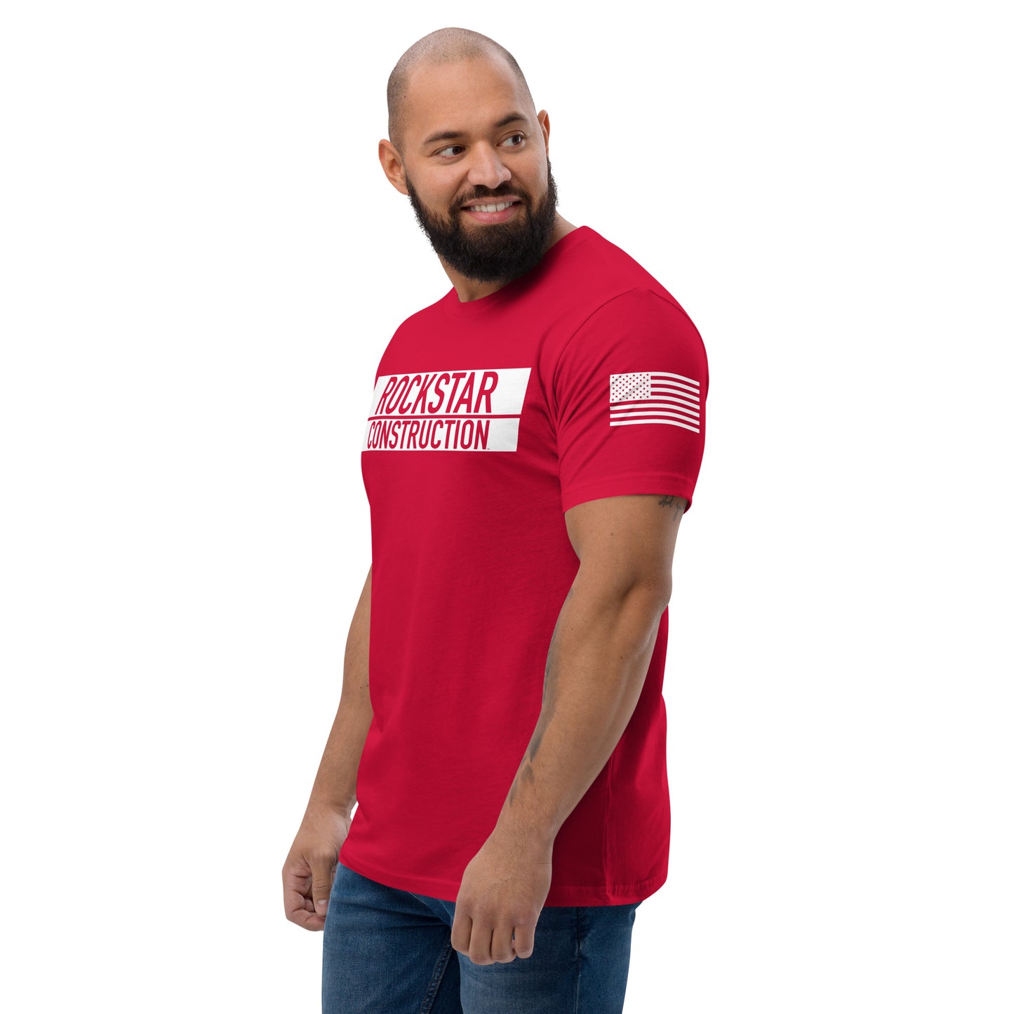 Fitted T-Shirt (Red, Blue, Black with USA Sleeve)